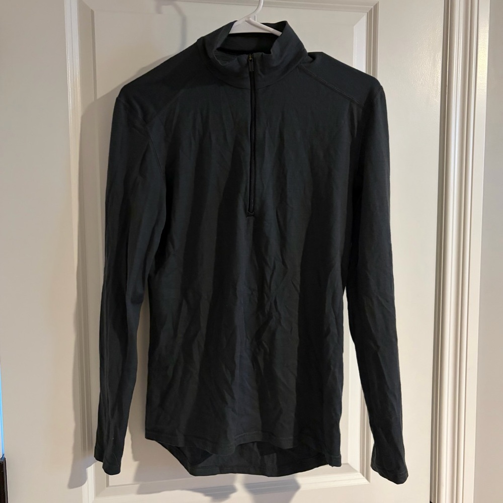 Icebreaker Shirt Mens small Merino Wool Gray Zip Baselayer Top Long Sleeve 200